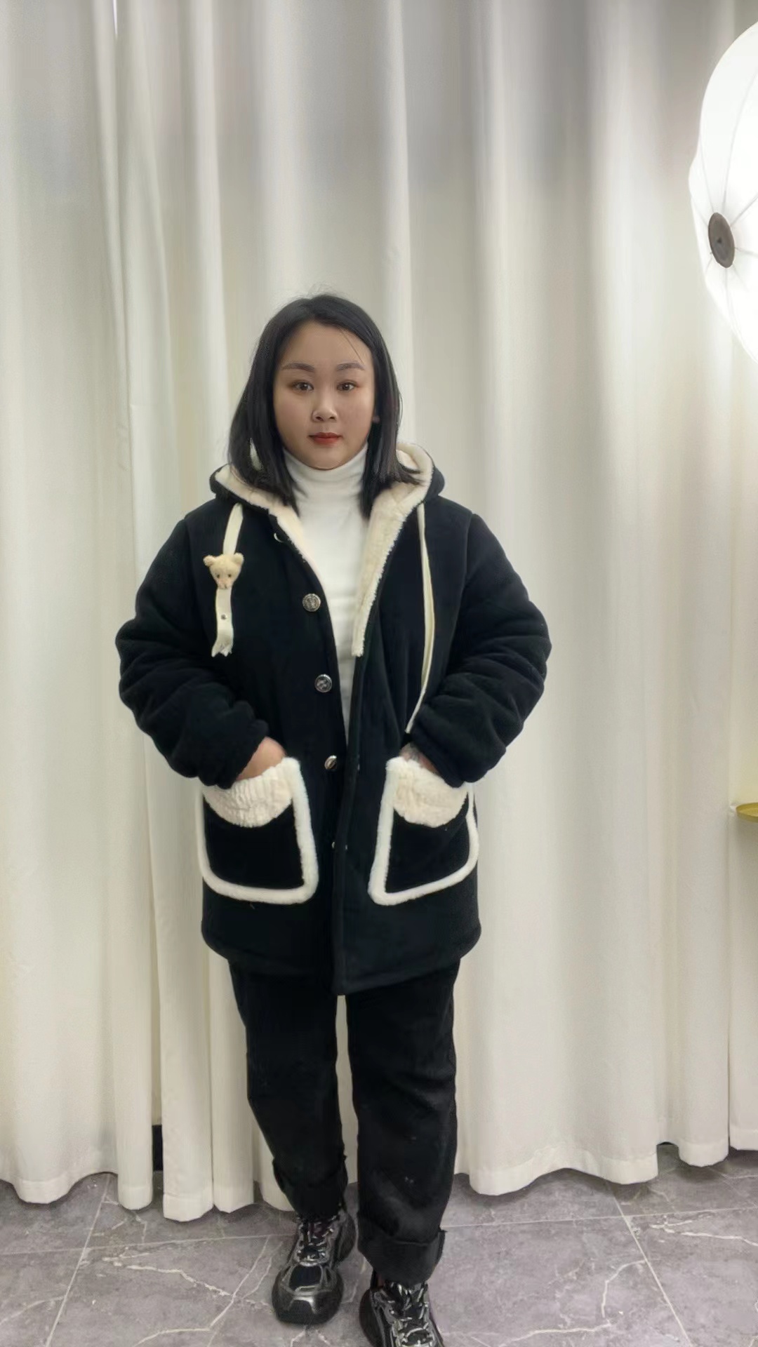 2025冬季三层加绒加厚时尚百搭带帽家居服