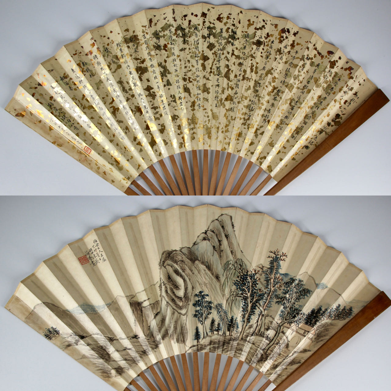 【常州市文物商店库出】KS240402-8【民国时期】陈蘅芗、寅盦 书画成扇