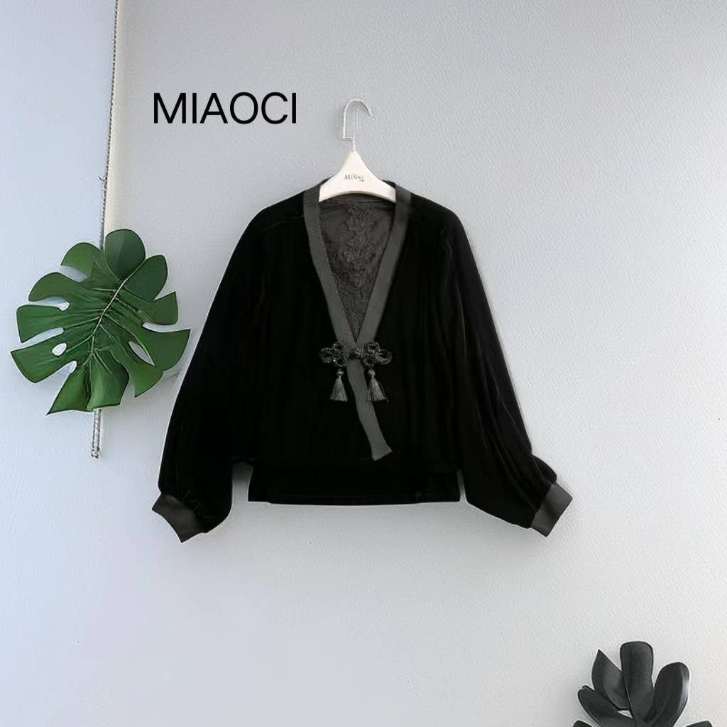 【MIAOCI】806新中式时尚盘扣丝绒开衫外套