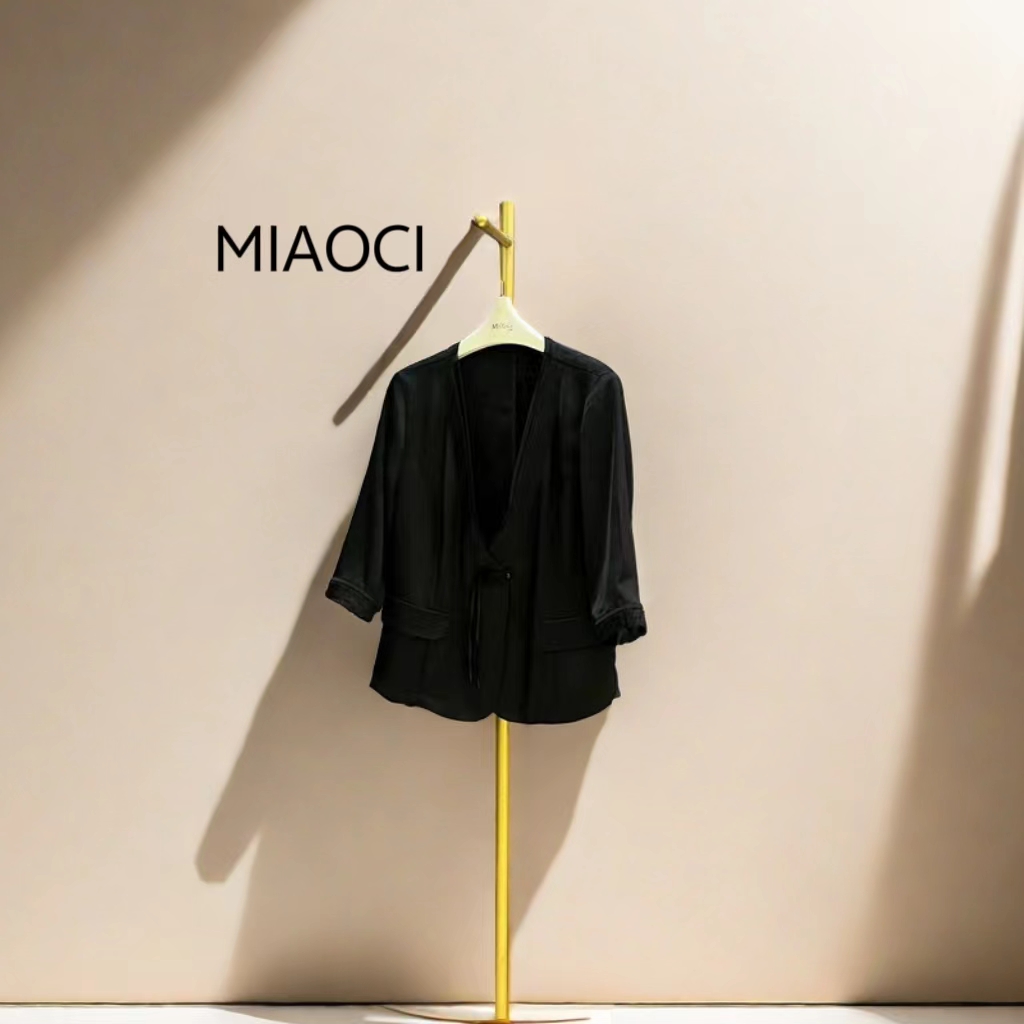 3【MIAOCI】873夏季新品时尚百搭显瘦轻奢气质款分袖外套