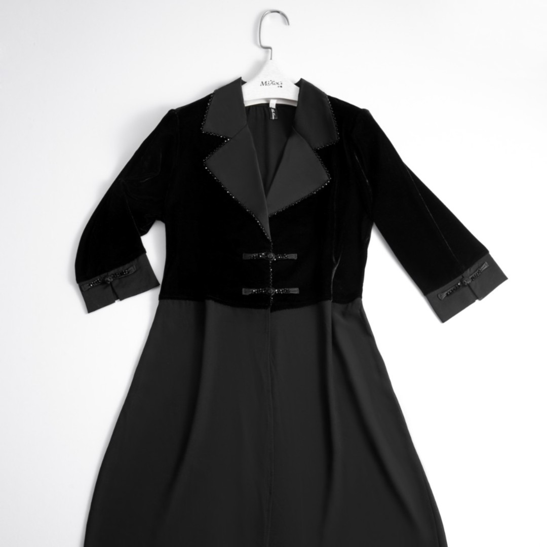 3【MIAOCI】517 修身百搭显瘦气质黑色时尚收腰拼接轻奢外套