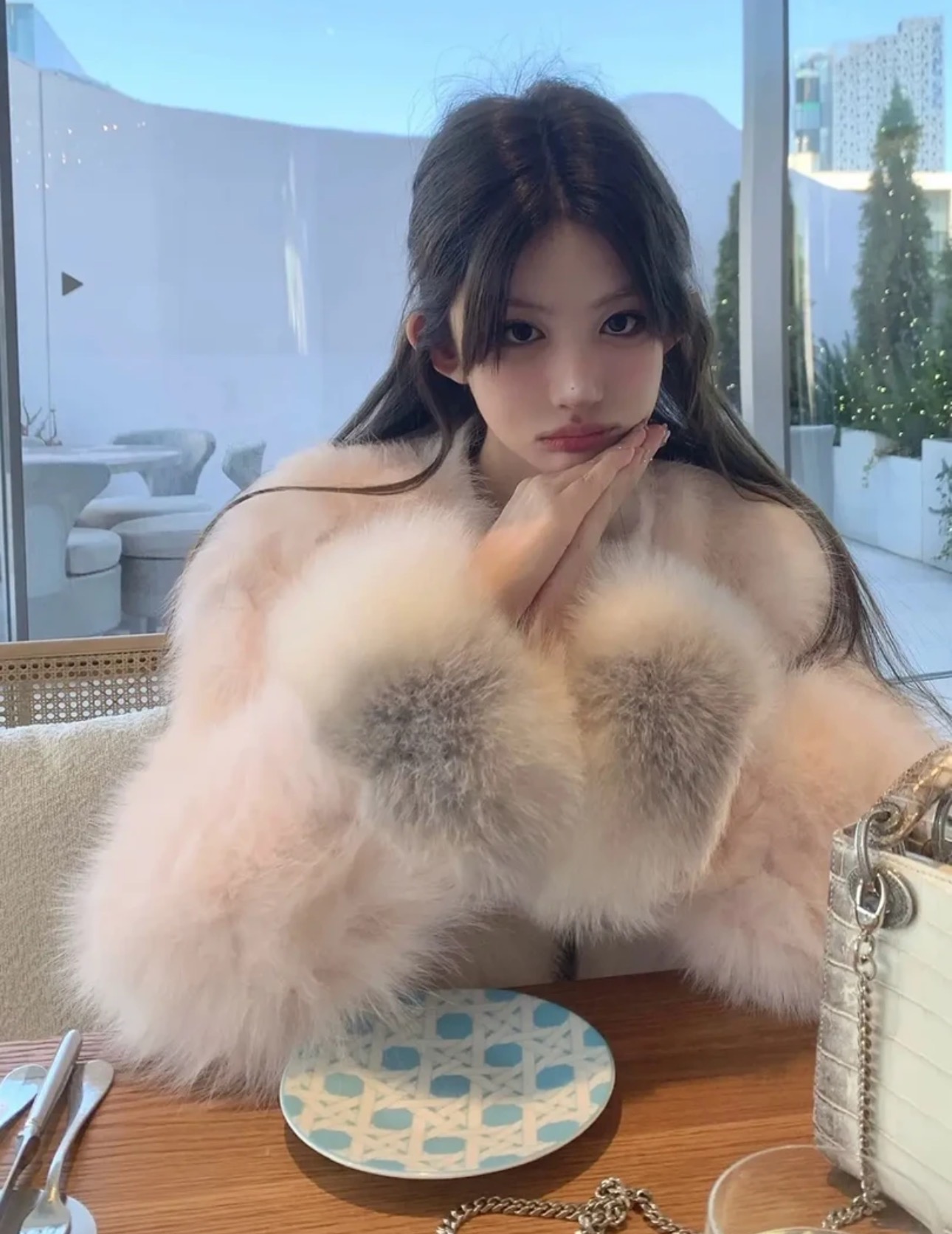 ruandai/阮黛‘’冰岛恋人‘’进口芬兰十字狐+白狐皮毛毛草毛毛外套