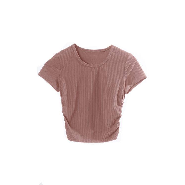 【NU罗纹裸感】13585D瑜伽服女修身显瘦瑜伽短袖T恤运动上衣夏季