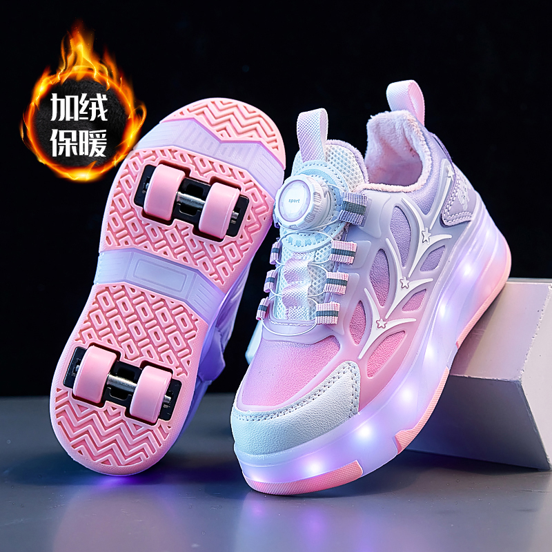 女童棉鞋暴走鞋6-12岁冬季儿童小孩鞋子加绒保暖运动大童轮滑学生