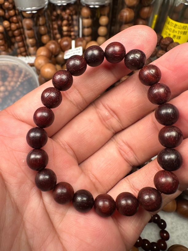 印度小叶紫檀手串0.8×21颗单圈圆珠佛珠