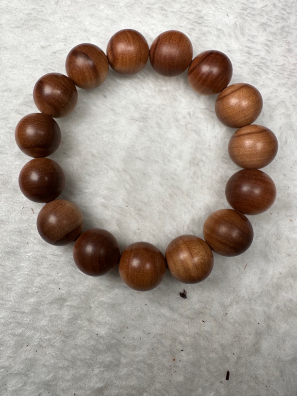 印度老山檀香手串虎皮纹红肉圆珠佛珠1.5×15颗迈索尔奶香甜横纹