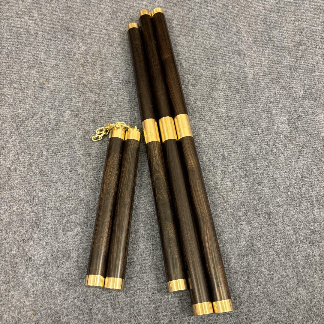 腾飞木艺-紫光檀双截棍-加固防脱落实木实战坚硬防身把玩双截棍