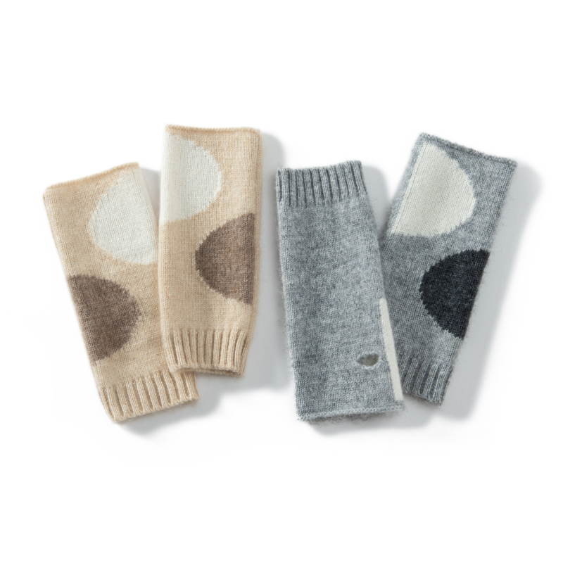 【帕玛】秋冬新款山羊绒男女同款半指手套保暖时尚加厚露指手捂百搭