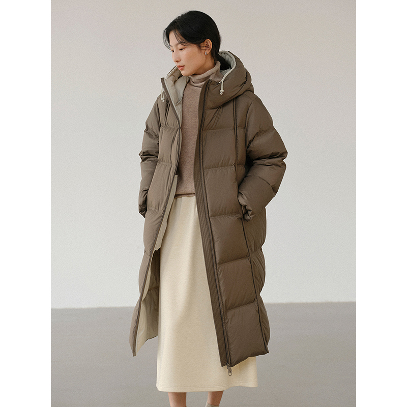 素典【北极星】连帽长款羽绒服高级感白鸭绒加厚保暖连帽外套2684