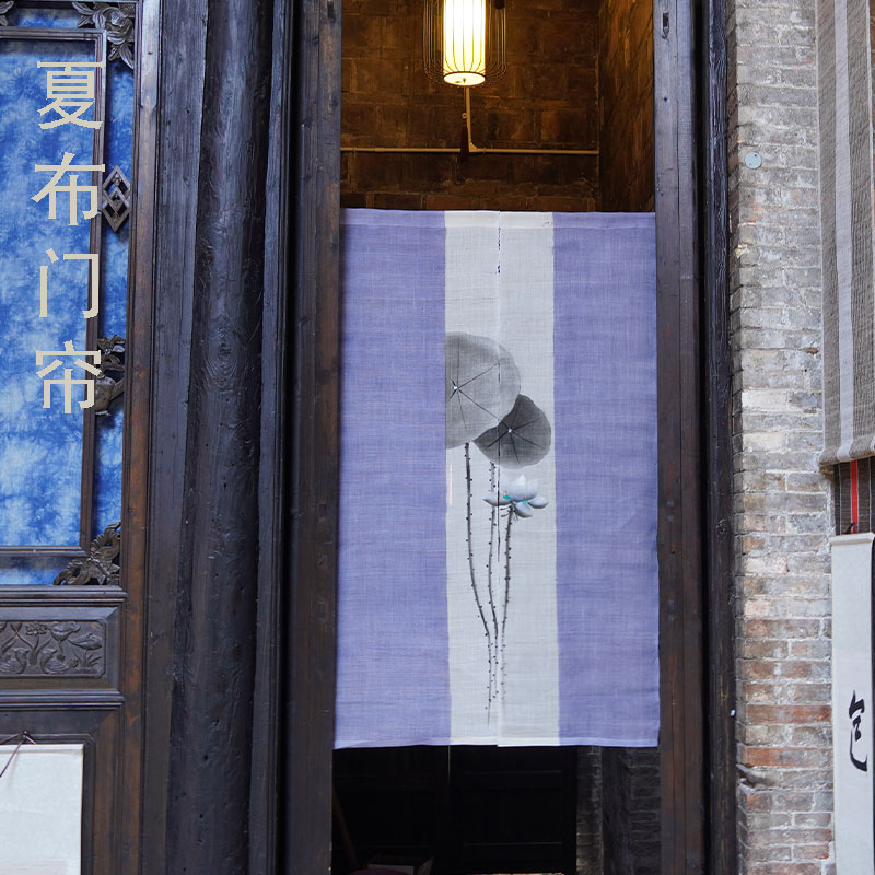 夏布门帘苎麻手工织造挡帘背景墙装饰隔断帘玄关挂帘
