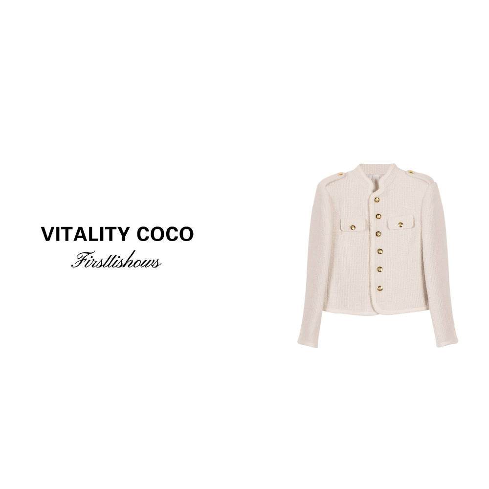 「VITALITY COCO」气质长袖秋冬凯旋门金扣夹克编织小香风外套332