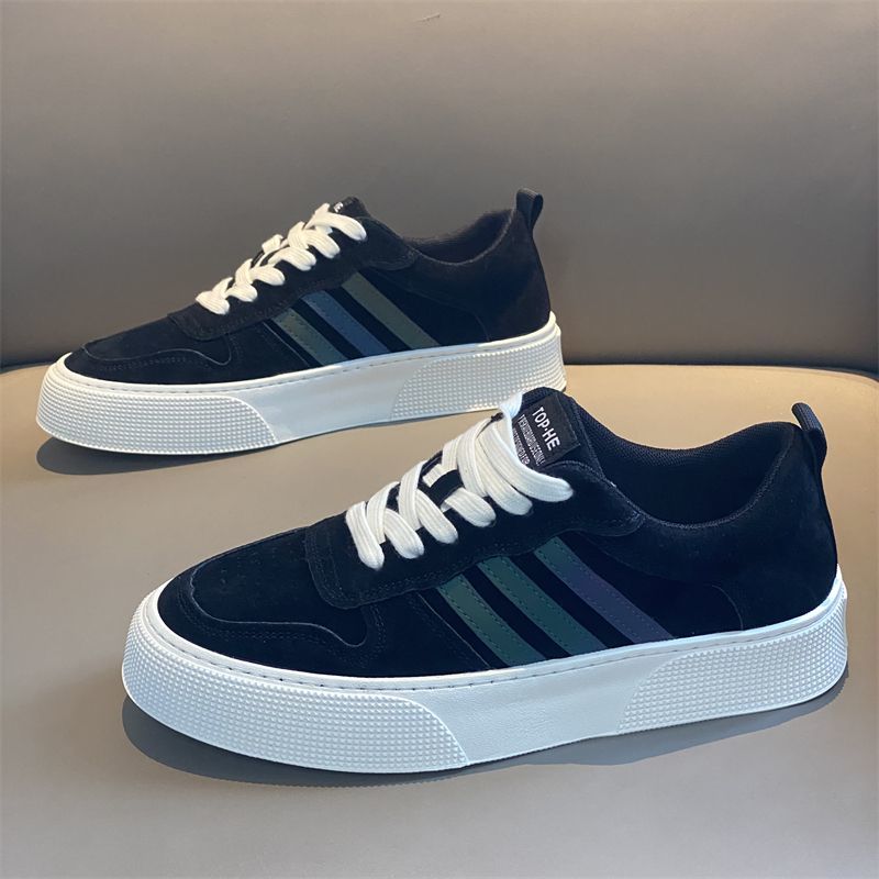 潮牌板鞋男2023年秋季新款纯色百搭舒适透气耐磨增高潮男休闲鞋男