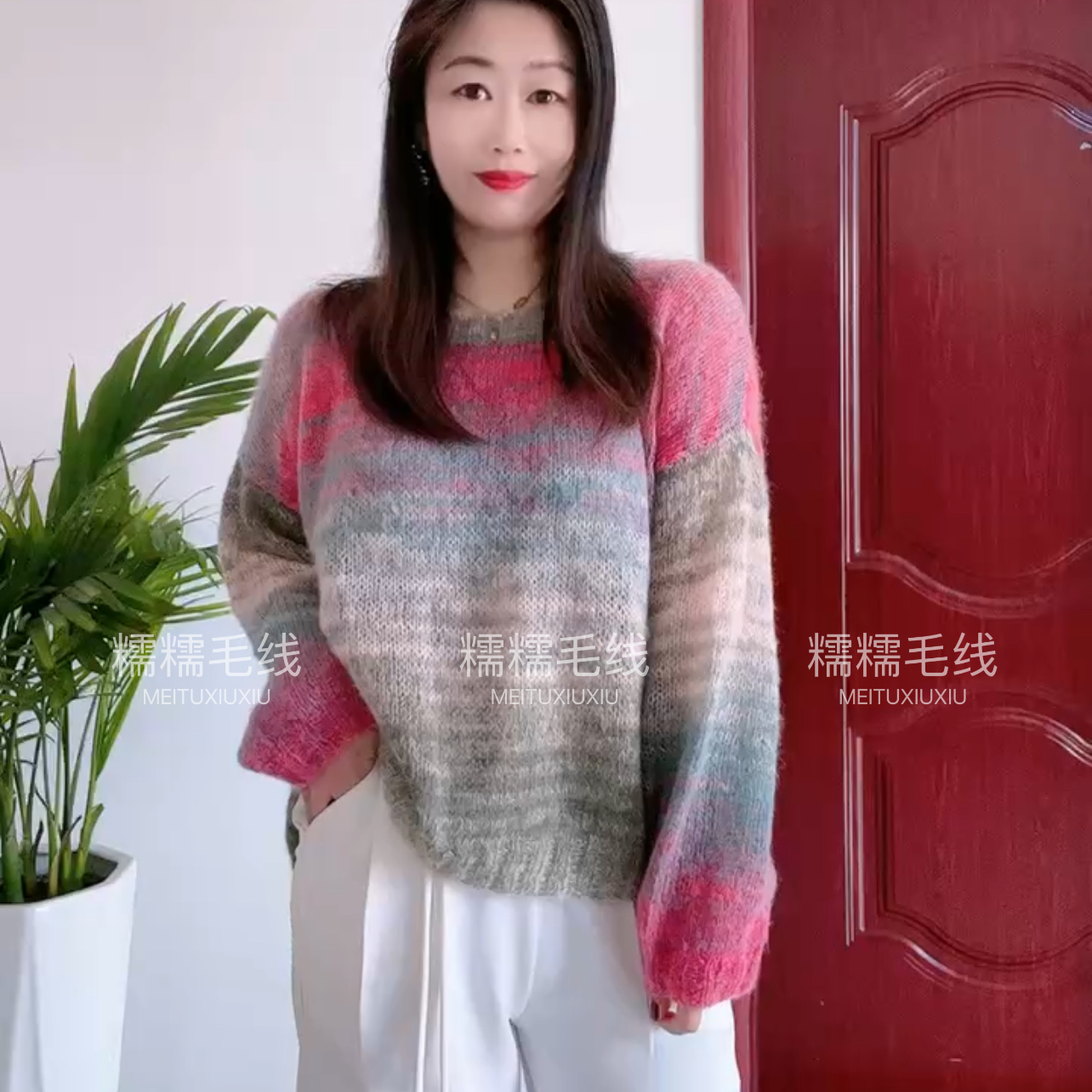 段染手工大号编织马海毛家用毛衣毛线一团50克柔软亲肤