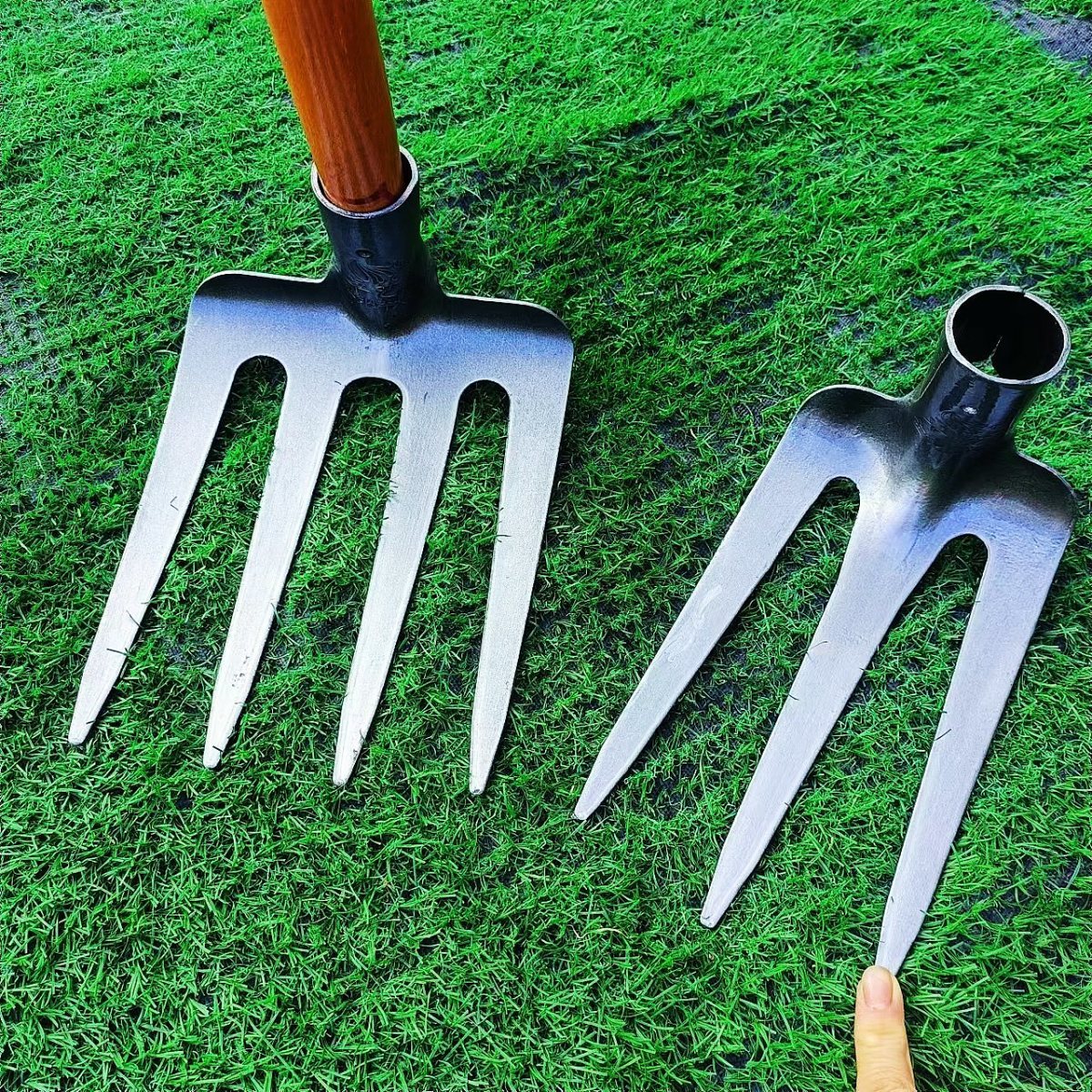 锰钢长齿一体三齿四齿镐翻地赶海挖红薯花生钢耙