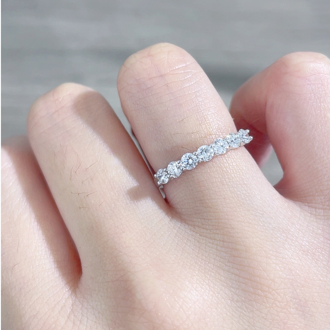 18k金天然钻石60分7公主排戒DS24100084