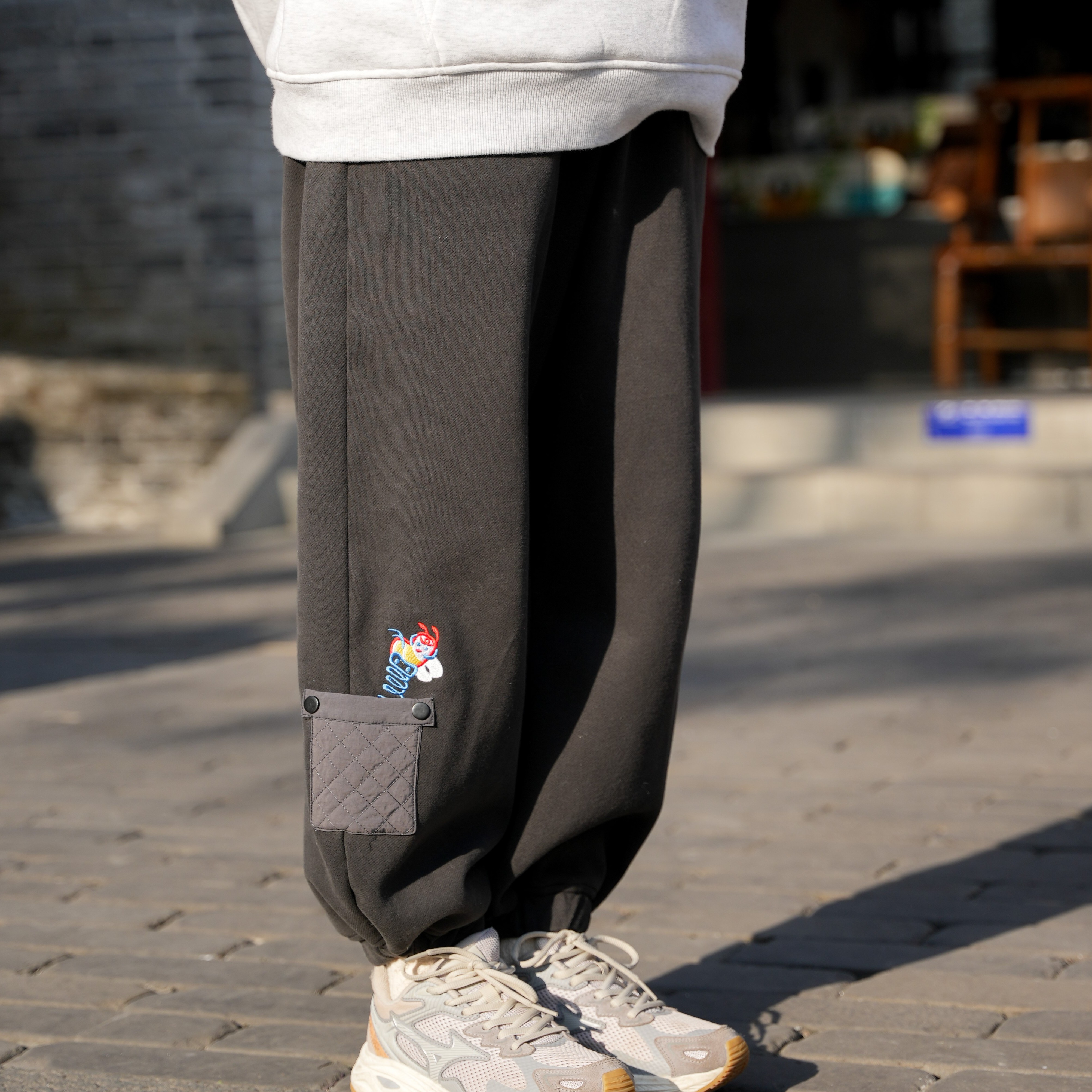 原创自制秋冬百搭显瘦抓绒卫裤休闲百搭运动长裤P33/p73宽松大码