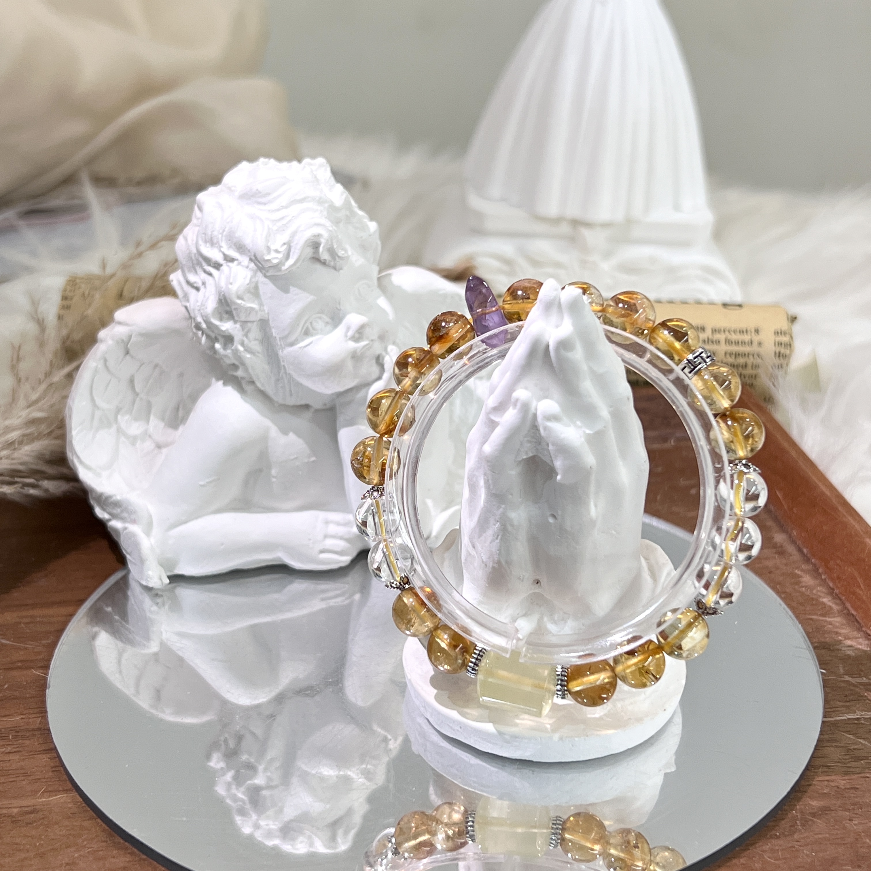 【枫林】DM1087黄水晶白水晶紫水晶手链手串多样性发一