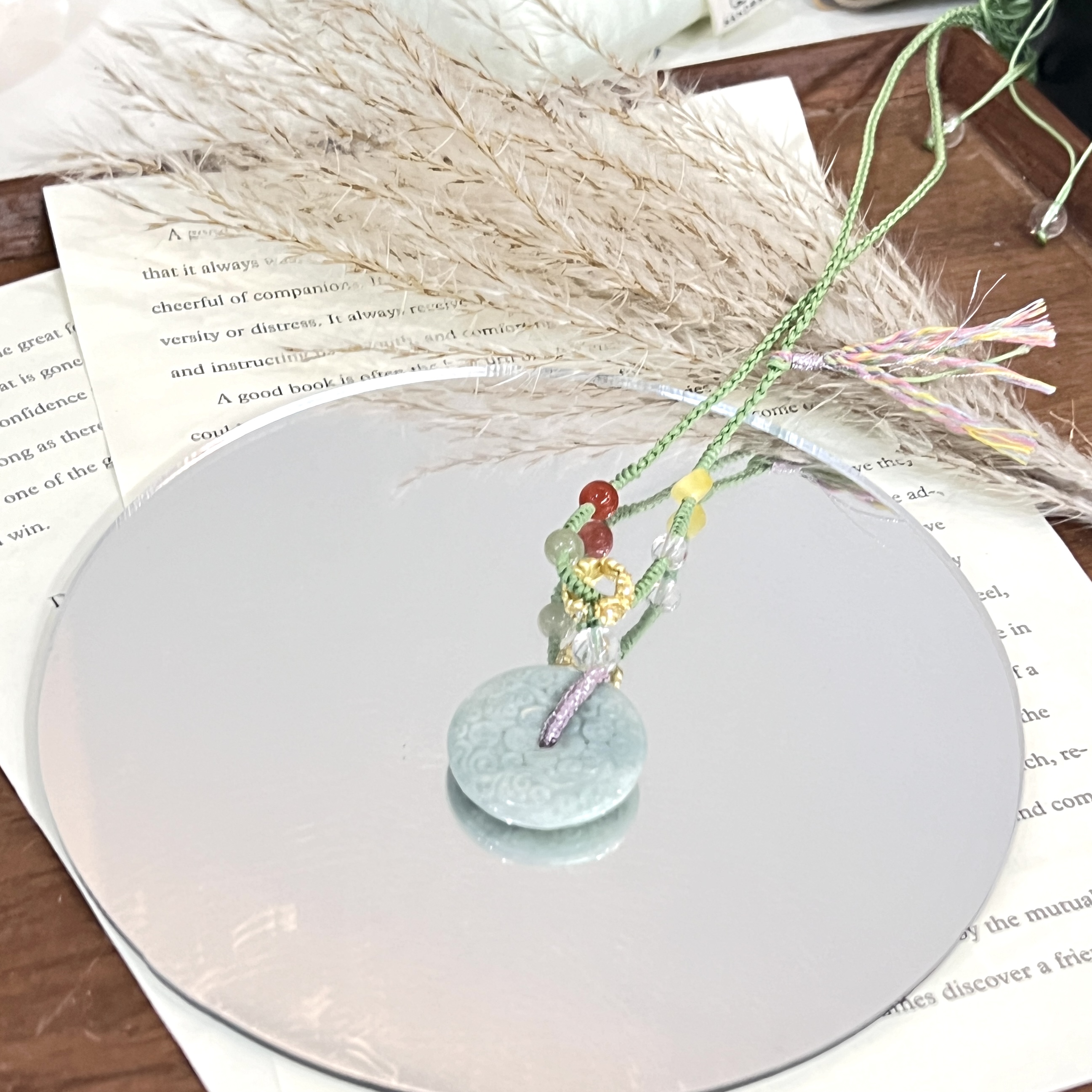 【青望】DM1201翡翠蜜蜡南红和田玉白水晶项链多样性发一