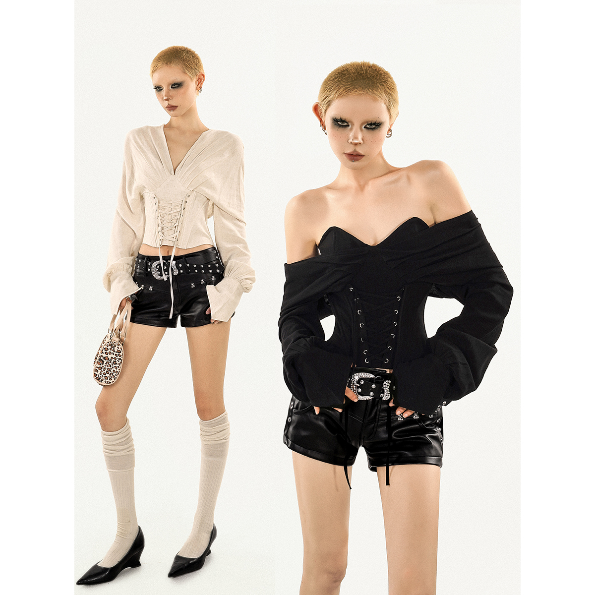 奶酷墨莉【现货】辣妹高级感鱼骨收腰衬衫女复古修身显瘦上衣S25111