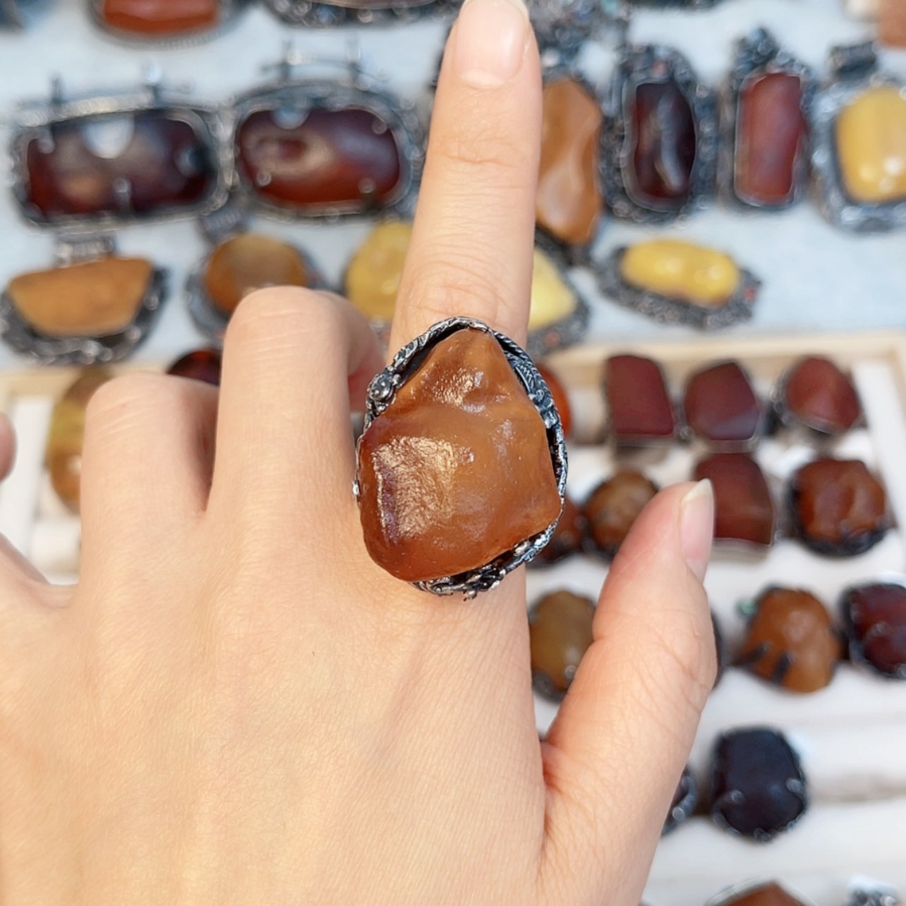 【闪购商品】蜜蜡戒指银S925镶嵌林**二