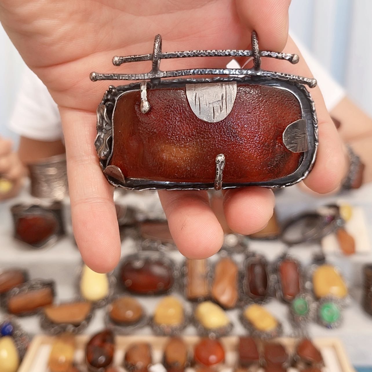 【闪购商品】琥珀吊坠(不含链)银S925镶嵌ℳ**༊