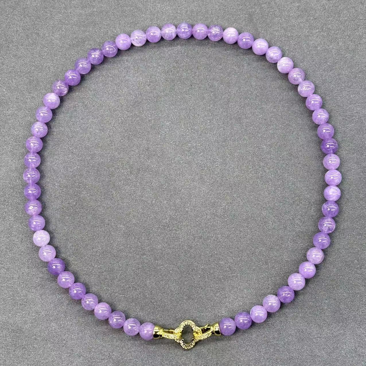 【关门停业】x583-国风设计款紫锂辉圆珠项链-赠礼盒