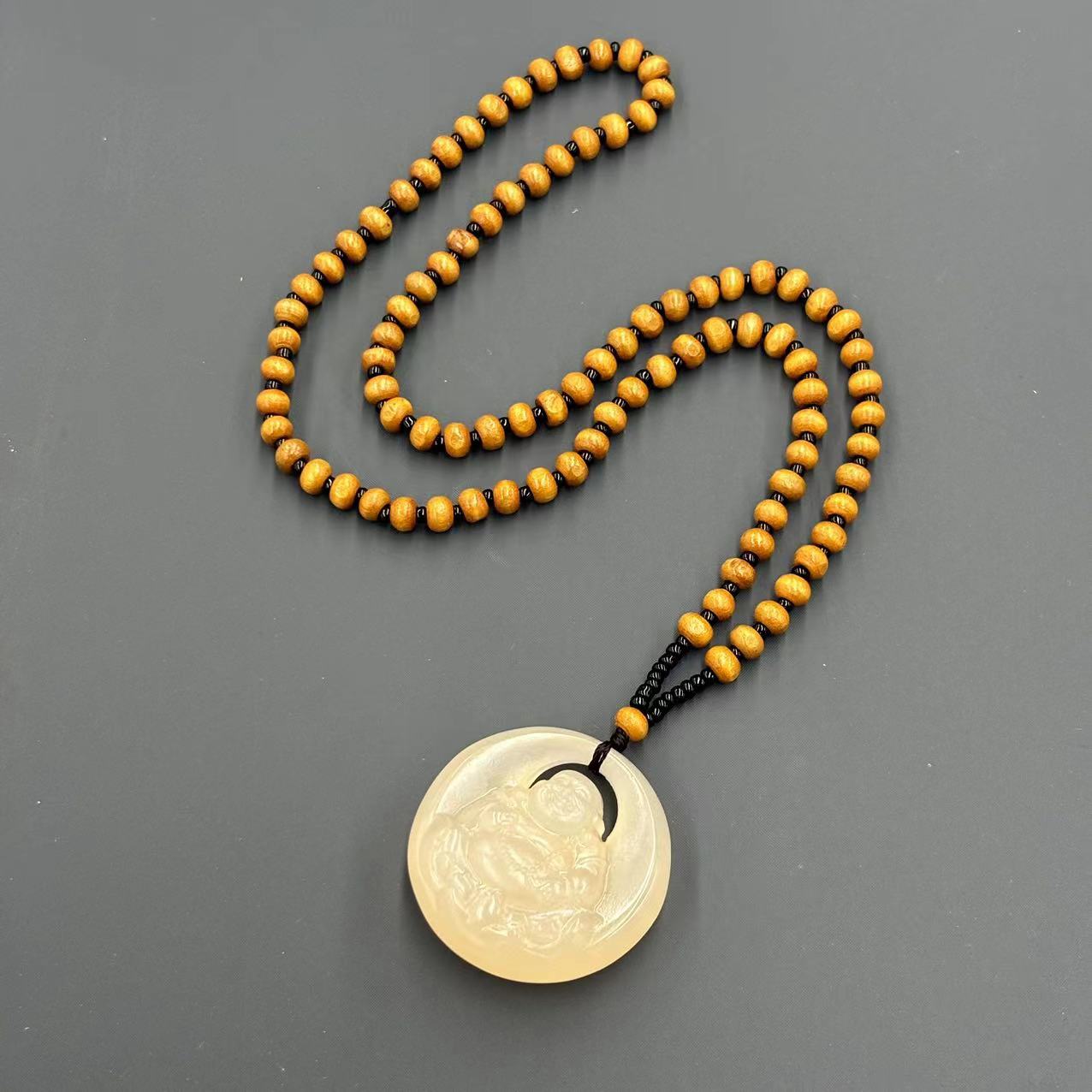 【符老板】y2307-国风简约款冰藕石英质玉佛公吊坠-赠礼盒-配PJ5