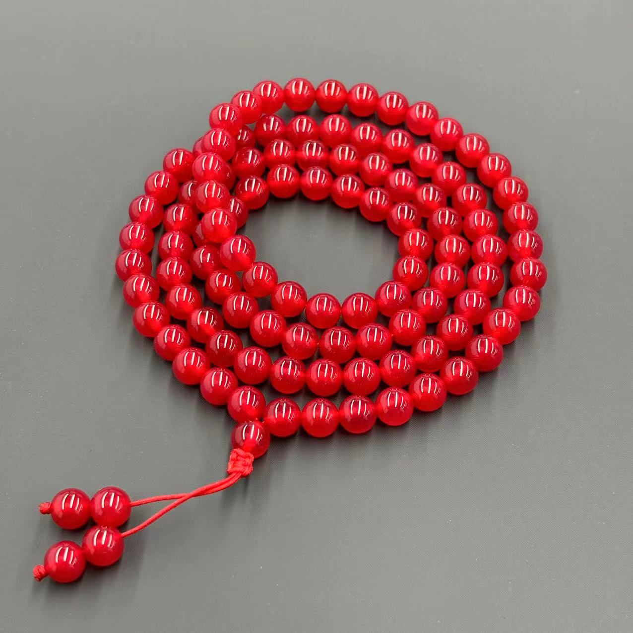 【符老板】x627-复古设计款红景玛瑙圆珠项链-赠礼盒