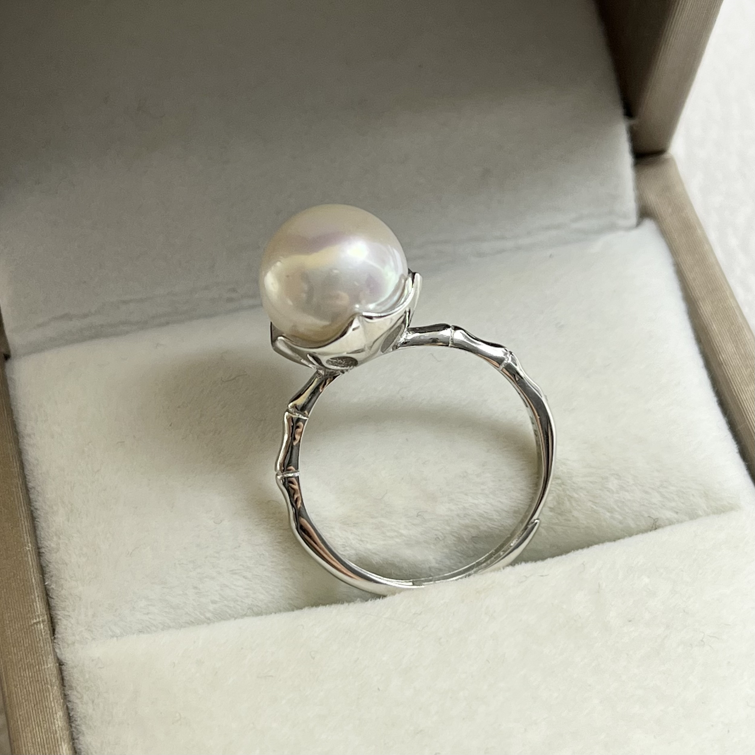 【节节高升】淡水珍珠戒指10-11mm竹节款开口戒时尚个性百搭