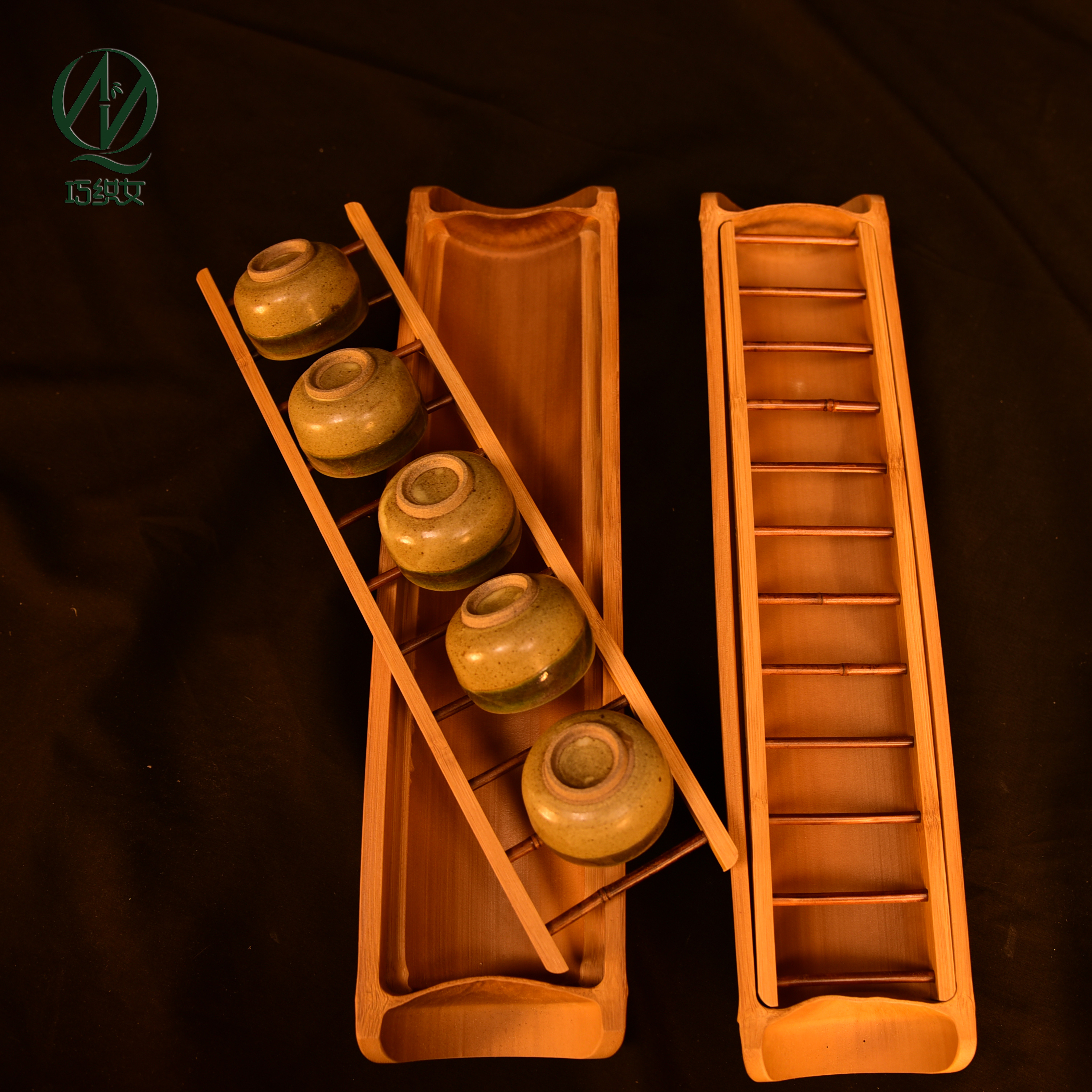 原竹节茶盘干泡台壶承竹托盘茶台托盘小储水茶盘杯架茶具收纳沥水