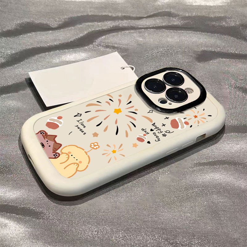 可爱烟花猫狗苹果14promax手机壳iphone15全包11硅胶13pro高级12p