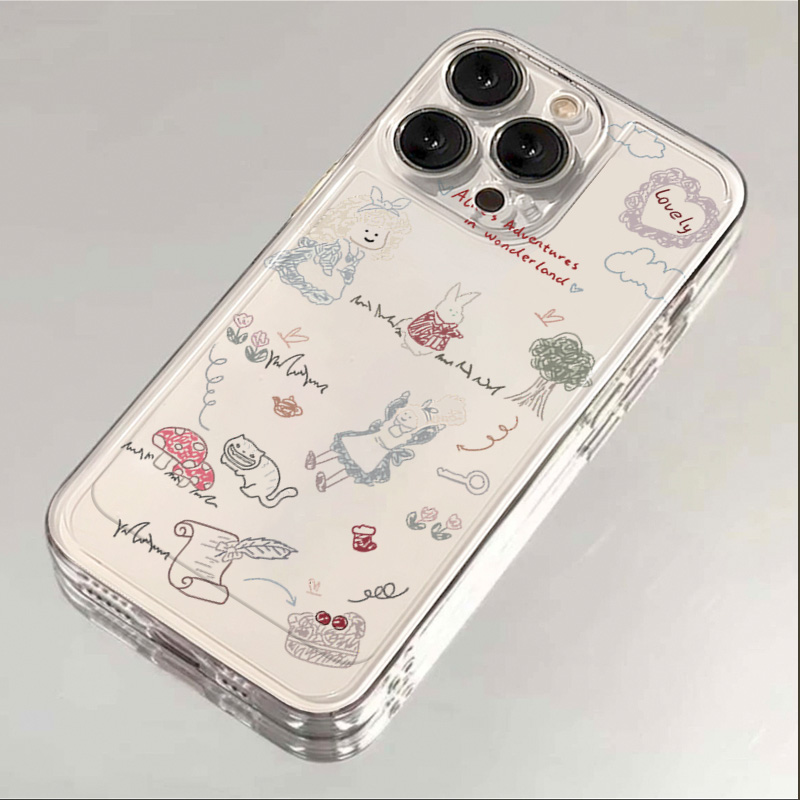 卡通插画苹果15手机壳iphone14promax高级13硅胶12透明11全包XSXR