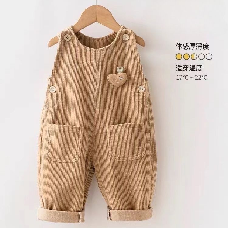 婴儿背带裤秋冬婴幼儿连体裤——5岁小童休闲裤可爱宝宝灯芯绒裤