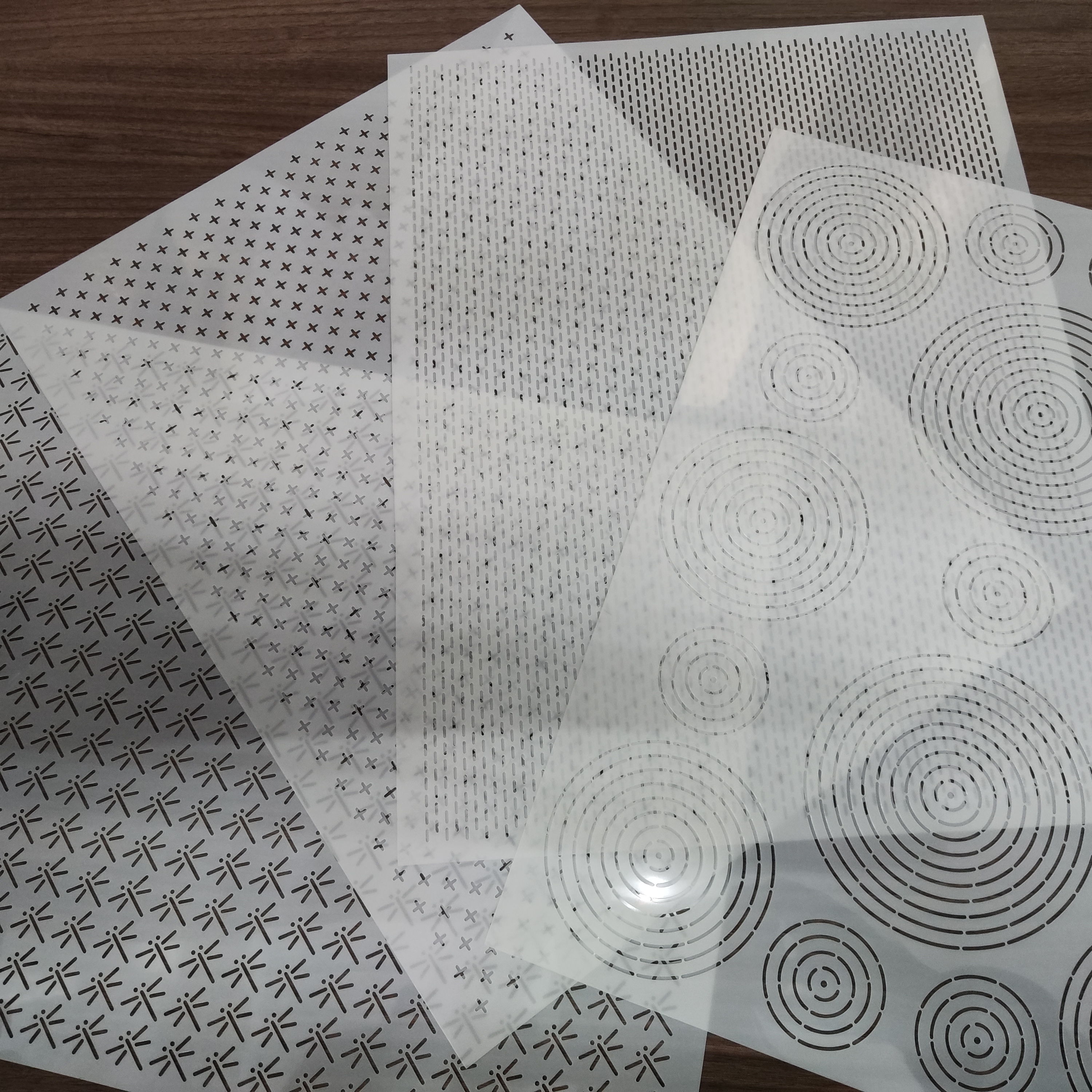 刺子绣模板 pet塑料材质 模板不含教程 密密缝烟花蜻蜓同心圆