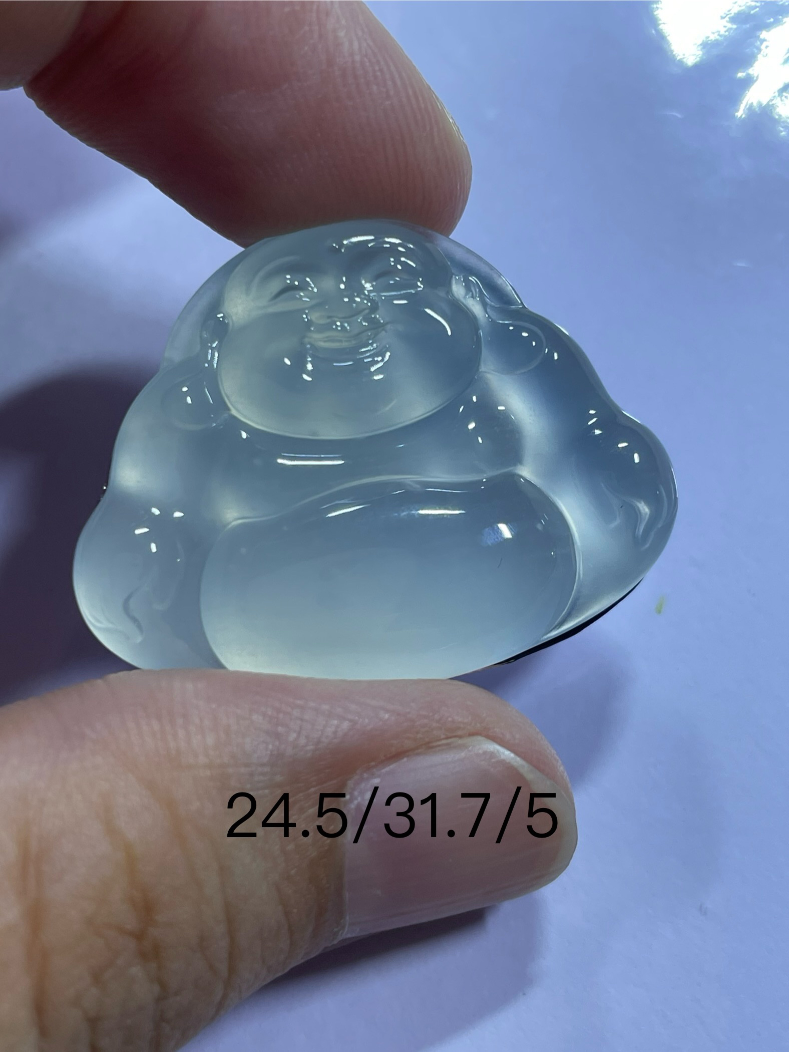 天然缅甸翡翠A货佛公吊坠，一刀切，冰胶，起荧光，镶嵌品质，女士配戴