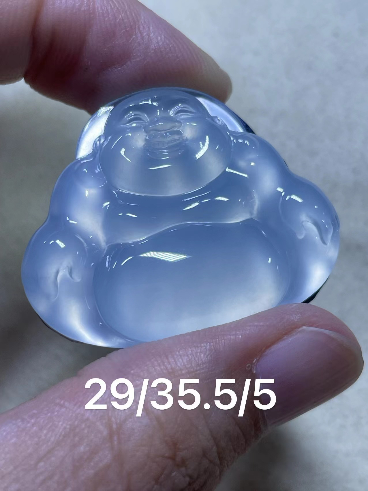 天然缅甸翡翠A货冰种佛公，一刀切，底细腻，完美，女士镶嵌配戴