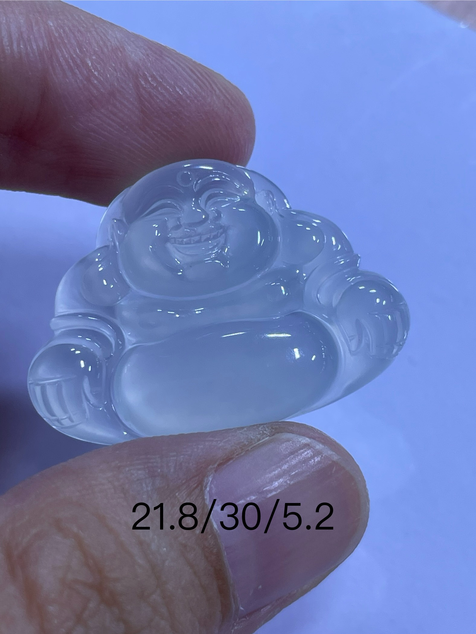 天然缅甸翡翠A货佛公吊坠，白冰，胶润，底纯，女士配戴