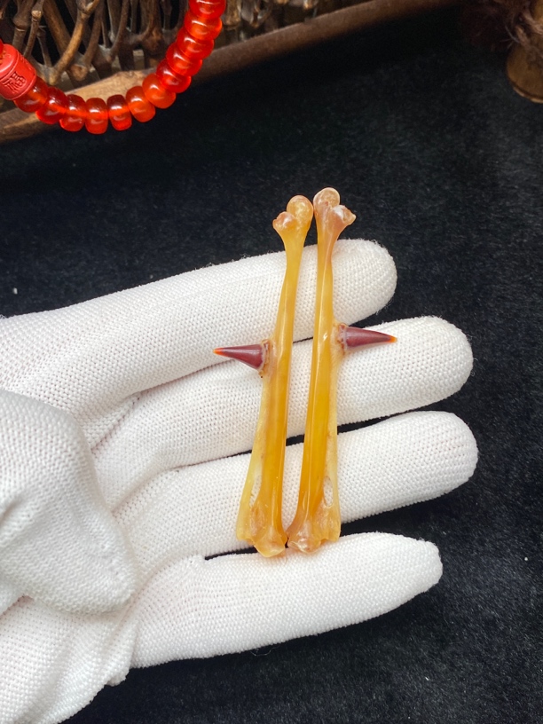 （野）鸡爪骨，鸡蹬子钥匙扣挂件，下单带油配饰手套