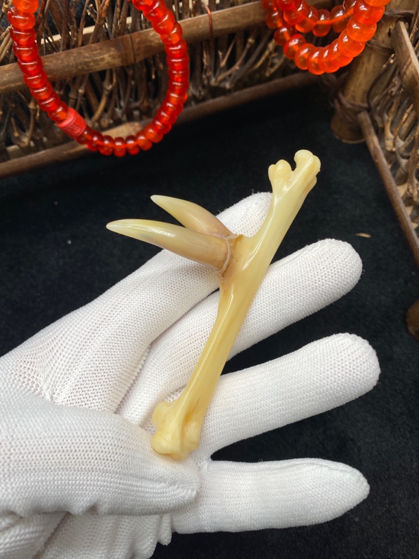 鸡爪骨，鸡蹬子钥匙扣挂件，下单带油配饰手套