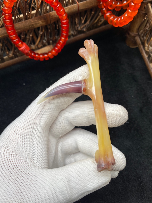 鸡爪骨，鸡蹬子钥匙扣挂件，下单带油配饰手套