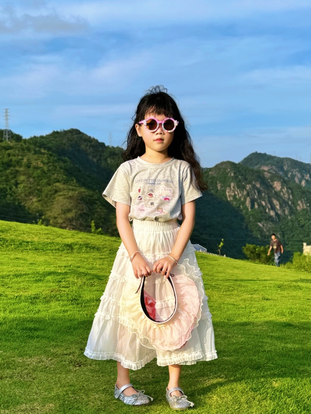 童装 2024韩版时尚潮流百搭印花儿童节运动休闲牛仔夏季蕾丝碎花