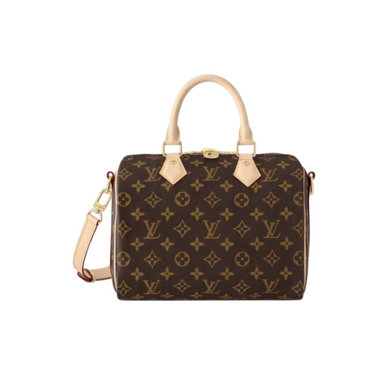 95新 LouisVuitton/路易威登 经典老花speedy25手提包单肩包