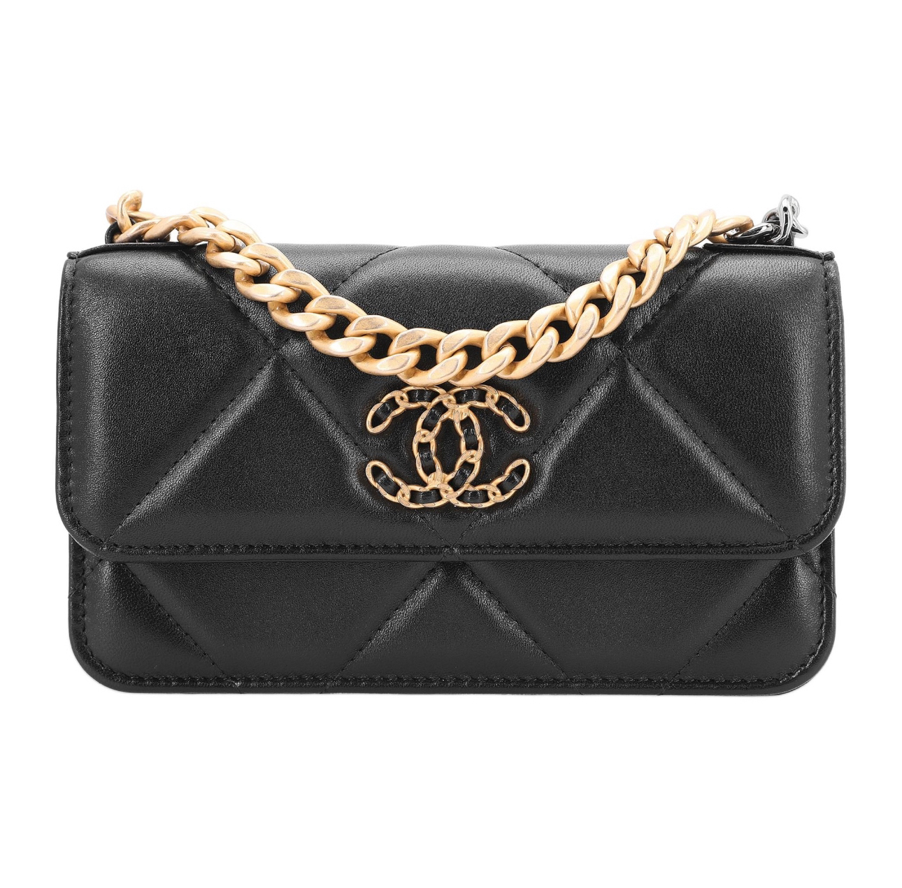 99新 Chanel/香奈儿 黑金19bag woc单肩包斜挎包30开无卡全套