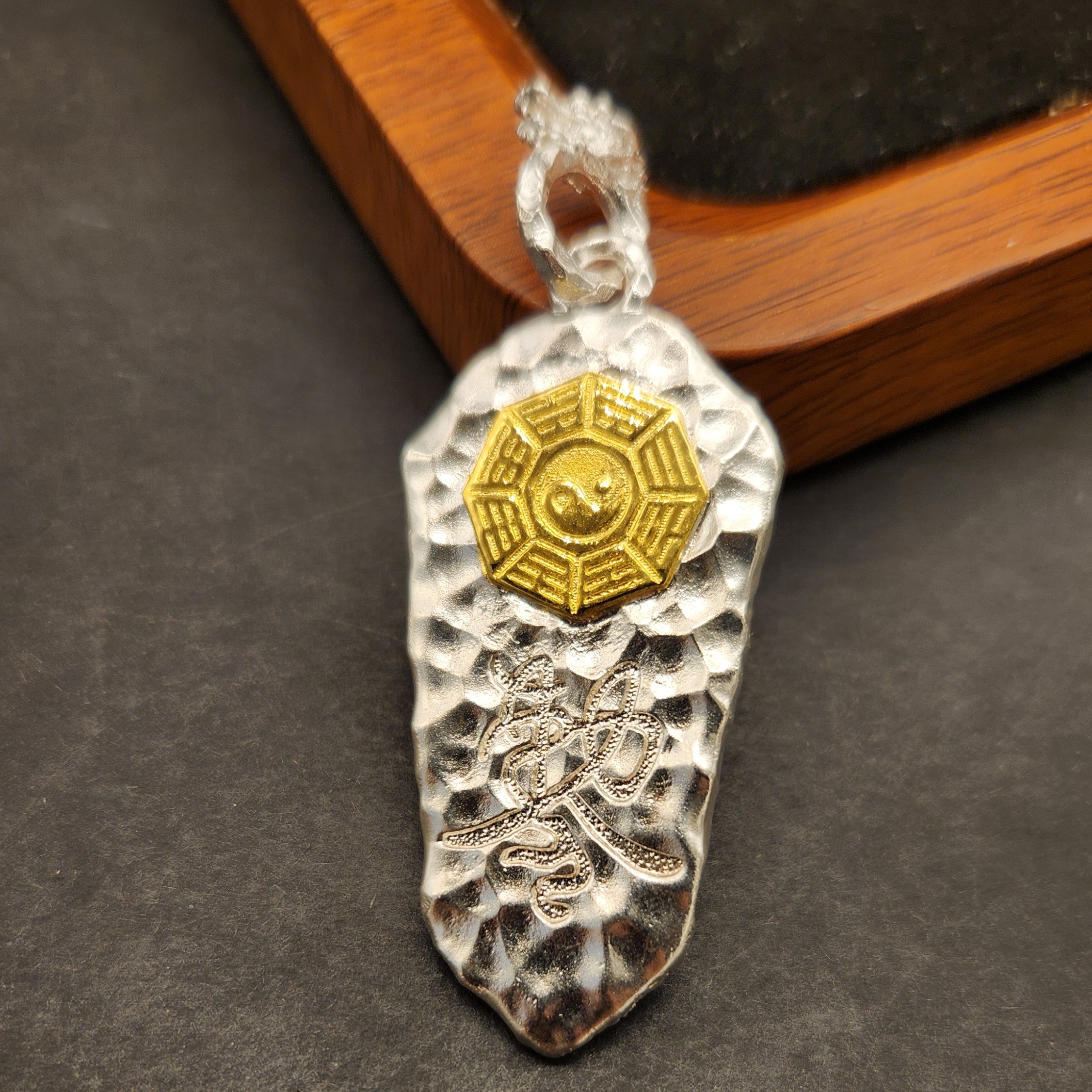 足银银制品 【太极牌】吊坠银色纯手工复古民族风挂坠