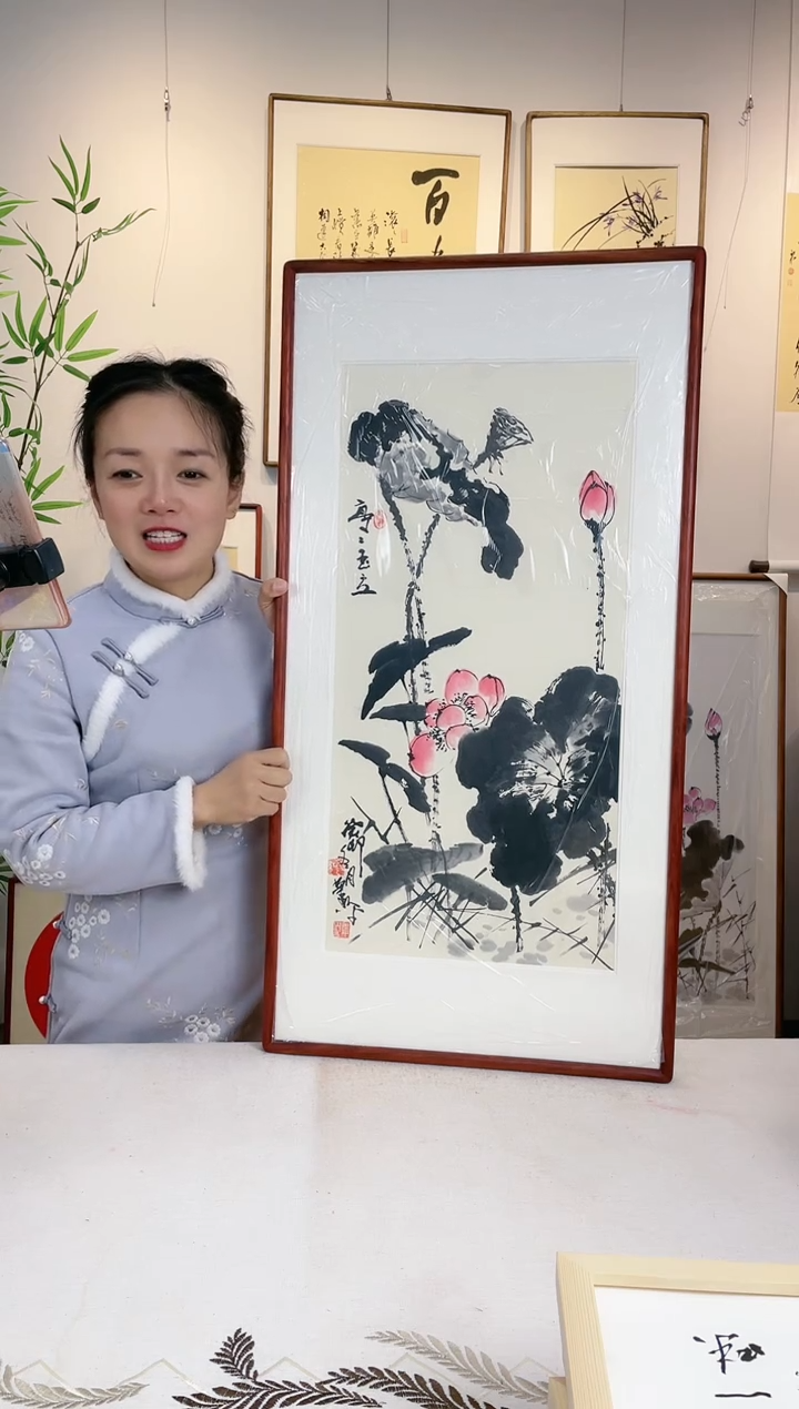 【闪购商品】绘画亭亭玉立47*92尺寸带框包邮