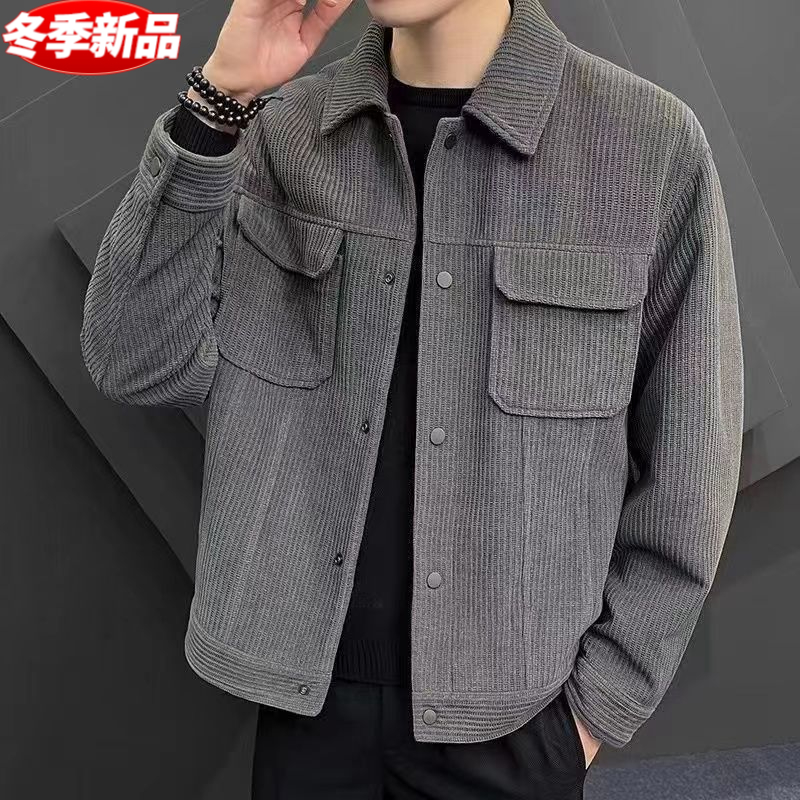【小哥推荐】灯芯绒外套男士秋冬潮流帅气修身百搭翻领春季潮男