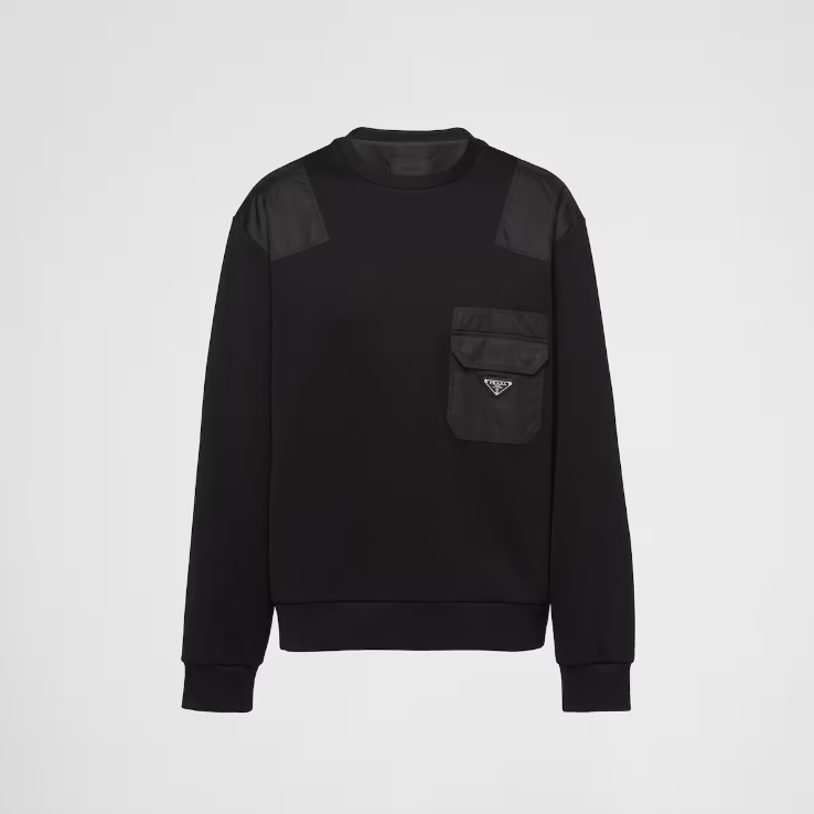 Prada/普拉达男士Re-Nylon细节棉质运动衫卫衣