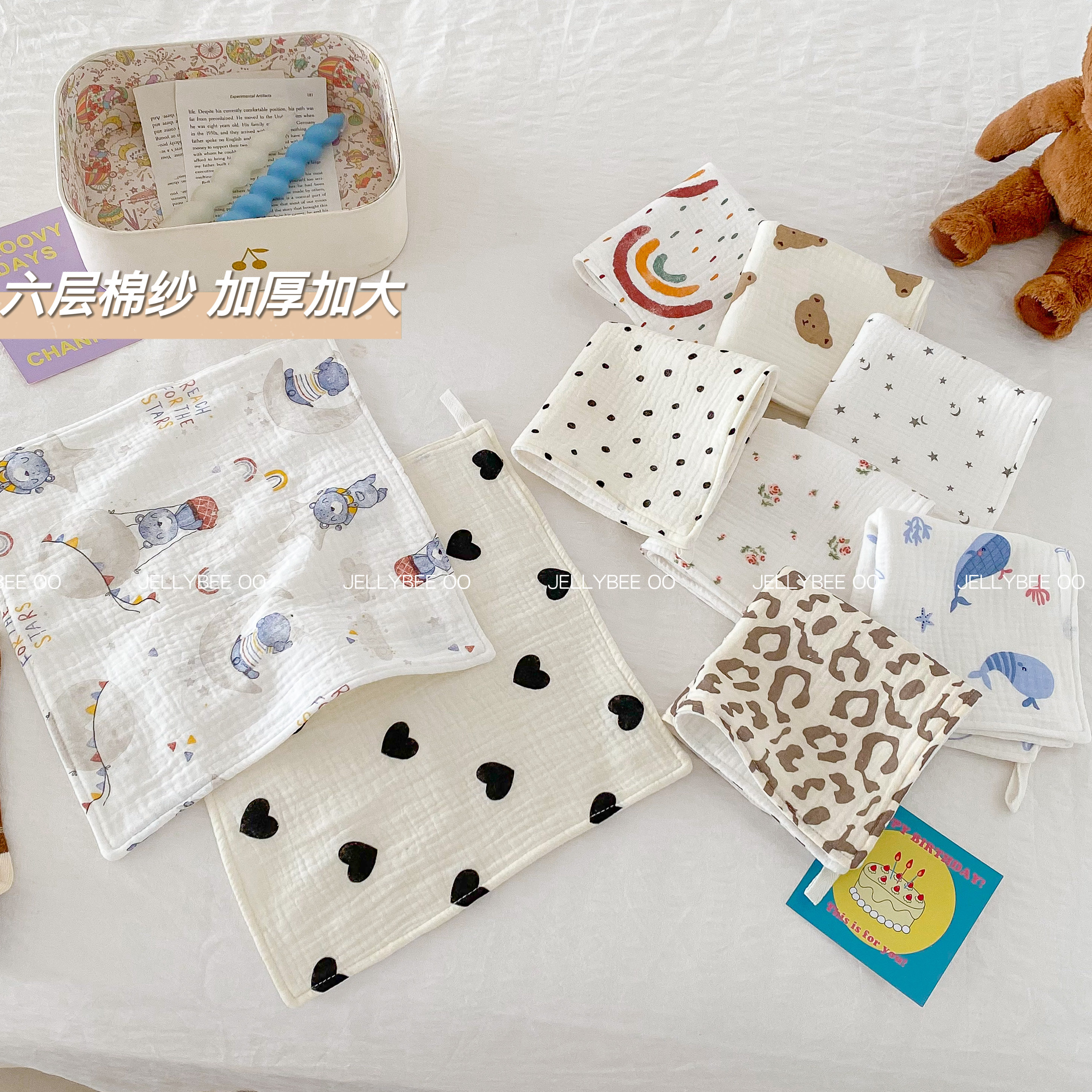 ins韩风纯棉纱新生婴儿小方巾儿童洗脸巾宝宝毛巾柔软手帕吐奶巾