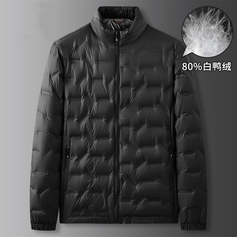 胖大码2023轻薄款大码男士纯色羽绒服外套加肥特大立领白鸭羽绒袄