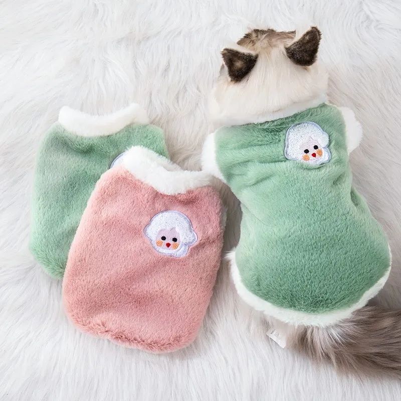 可爱秋冬季猫咪衣服狗狗保暖加厚背心防掉毛布偶小型幼犬宠物衣服